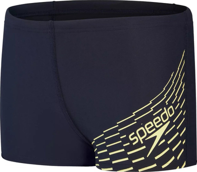 Rroba banjo djemsh Speedo Medley Aquashorts, ECO EnduraFlex, rezistente ndaj klorit, blu navy e verdhë
