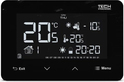 Termostat për dhomë Tech ST293V3, me tela, me panel xhami, i bardhë