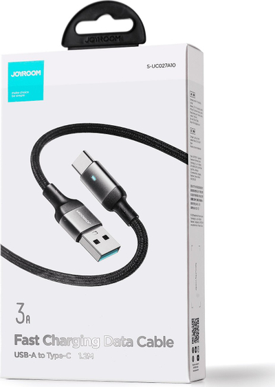 Kabllo USB Joyroom JYR661, USB A me USB C, 1.2 m, 3A, e zezë
