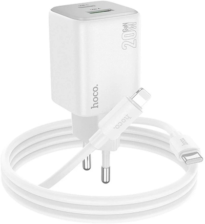 Karikues rrjeti Hoco N41, 20W, 1 x USB A 1 x USB C, i bardhë