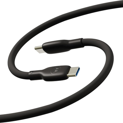 Кабел Motorola силиконски USB C во USB C, 2m, полнење 3A, црн