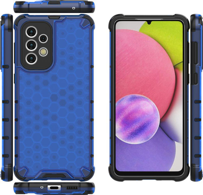 Kapotë telefoni Honeycomb për Samsung Galaxy A33 5G, mbrojtëse hibride, kundër goditjeve, blu