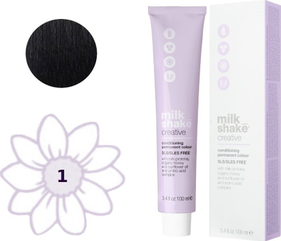 Боја за коса Milk Shake Creative Permanent Color 1 Black, професионална, 100ml, црна