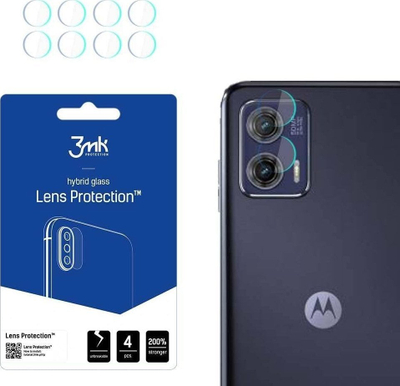 Mbrojtës kamere 3MK Lens Protect për Motorola Moto G73 5G, xham hibrid 0.16mm, set 4 copë, transparent