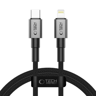 Kabllo karikimi Tech-Protect Ultraboost DNA Lightning, USB-C në Lightning, 27W PD 3A, 100cm, gri e errët