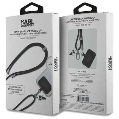 Rrip telefoni Karl Lagerfeld Universal Crossbody, najlon, i rregullueshëm, i zi