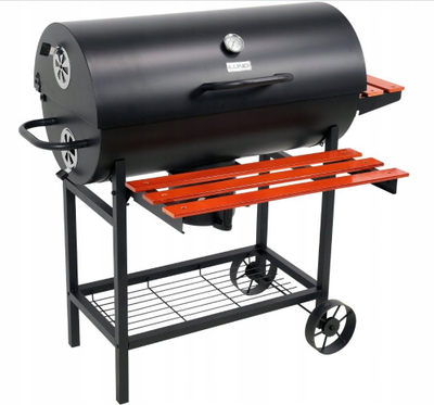 Grill qymyri pa markë, me kapak, sipërfaqe 71x34.5 cm, i zi