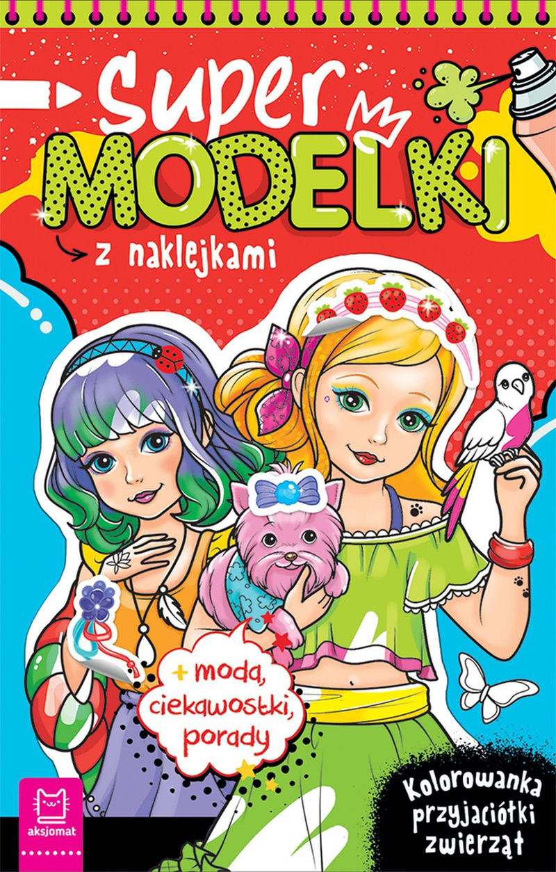 Libër ngjyrosjeje për fëmijë Supermodels with Stickers Animal Friends, me ngjitëse, kapak i butë