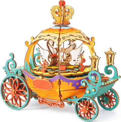 Kuti muzikore DIY Robotime ROEAM41 Pumpkin Carriage, model druri 3D, shumëngjyrësh