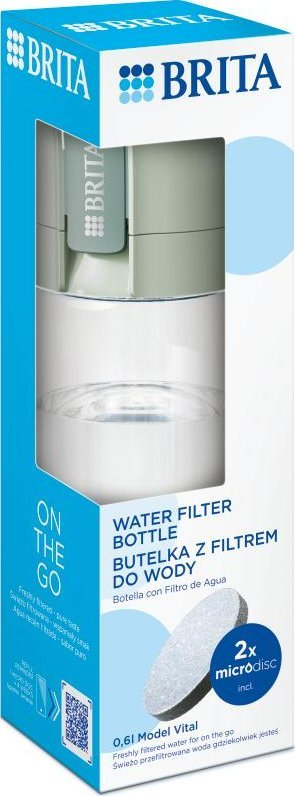Shishe filtrimi uji Brita Vital, 600ml, me 2 filtra MicroDisc, jeshile pastel