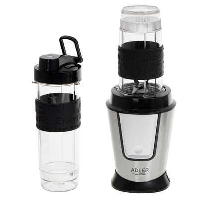 Blender personal Adler AD 4081, 2 shishe, funksion copëtimi akulli, argjendtë