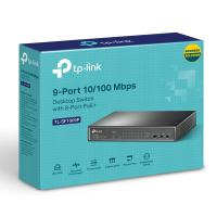 Мрежен прекинувач TP-Link TL-SF1009P, 9 порти 10/100Mbps, 8 PoE+ порти, десктоп