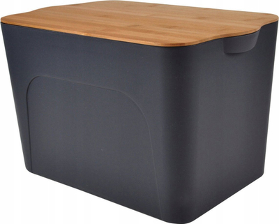 Kuti ruajtjeje Homea Storage Box With Lid, 26L, me kapak bambu, gri antracit