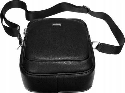 Çantë shpatulle David Jones Messenger, lëkurë ekologjike, për burra, e zezë