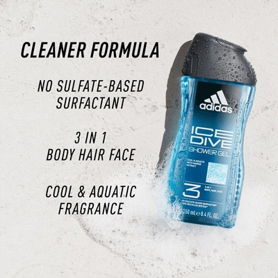 Xhel dushi 3 në 1 Adidas Ice Dive, ekstrakt deti, 400ml