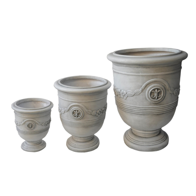 Set vazo dekorative Gardener HM4729, 3 copa, FiberClay, e bardhë