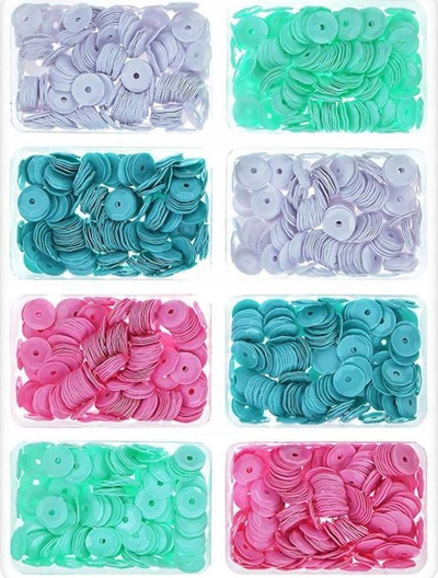 Rruaza dekorative Titanum Round Sequins 6mm, set me 4 ngjyra, 8x3g