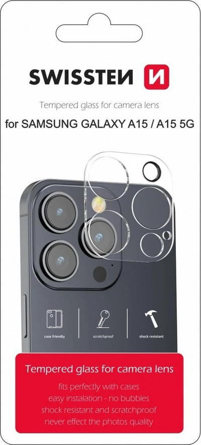 Qelq mbrojtës kamere Swissten për Samsung Galaxy A15 A15 5G, 9H, transparent