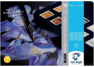 Блок акварелни разгледници Royal Talens Van Gogh, 25 листови, црна хартија