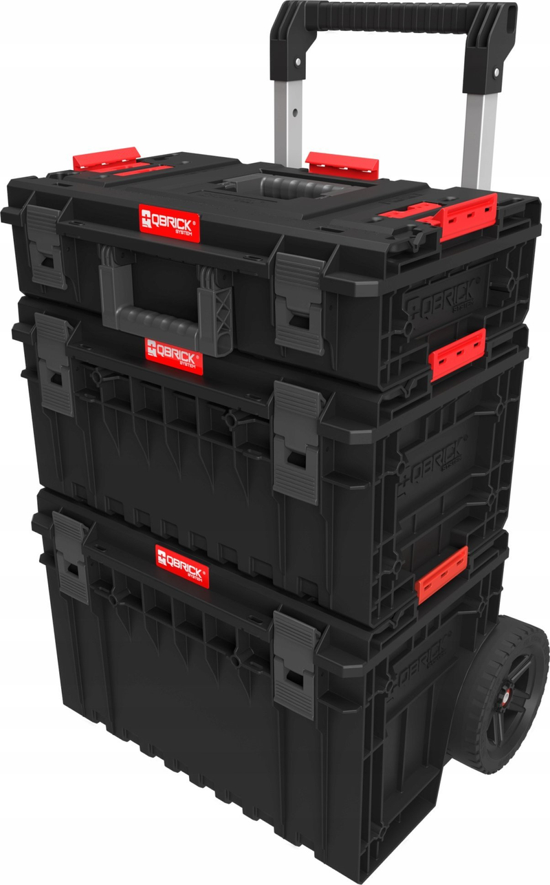 Karrocë veglash Qbrick System One Cart Vario Set 2.0 No.1, me rrota, plastike, e zezë