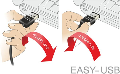 Adapter USB Delock 65522, me kënd 90°, i zi
