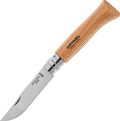Thikë palos Opinel Nr. 08, teh çelik inox, dorezë dru ahu, natyrale