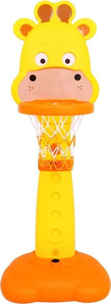 Set sportiv Ramiz Giraffe 4 në 1, kosh basketbolli për fëmijë, lartësi e rregullueshme 122 155 cm, verdh e portokalli