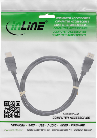 Kabllo HDMI InLine High Speed, 0.5m, HDMI 2.0b, e zezë