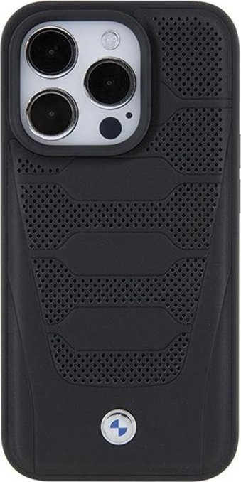 Këllëf telefoni BMW Leather Seats Pattern për iPhone 15 Pro 6.1", i fortë, i zi