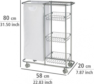 Домашна количка Wenko Cart, 58 x 50 cm, челик и полиестер, сребрено и бело