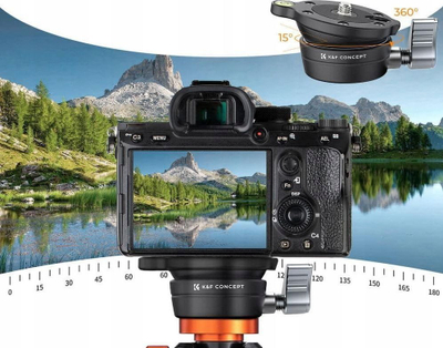 Bazë niveluese për tripod K&amp;F Concept KF31.102, kapacitet 10 kg, metal, e zezë