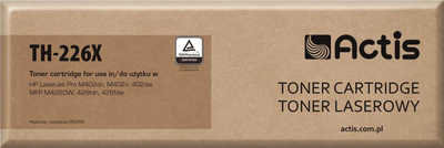 Toner ACTIS TH-226X, zëvendësim për HP 26X CF226X, 9000 faqe, i zi