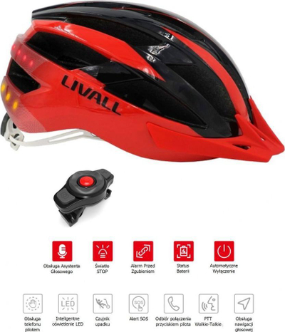 Кацига за велосипедизам Livall MT1 Neo, интелигентна со ЛЕД, Блутут, црвена
