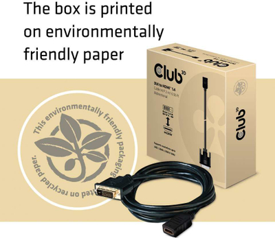 Kабел адаптер CLUB3D CAC-1211, DVI во HDMI 1.4, 2m, црн