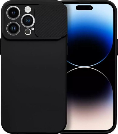 Maskë silikoni Slide për iPhone 14 Pro Max, kapak kamere, e zezë
