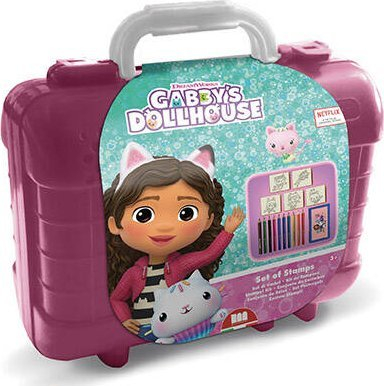 Set udhëtimi kreativ Gabbis Doll House, për ngjyrosje edhe vula, shumëngjyrësh