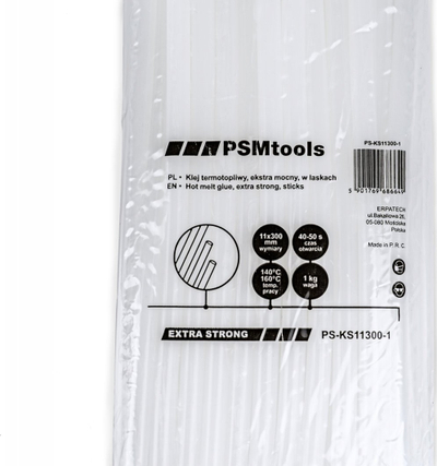 Силиконски стапчиња за жешко лепење PSM Tools, 11x300mm, 35 парчиња 1kg, проѕирни