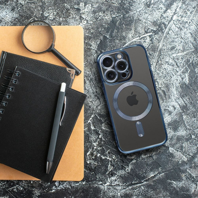 Mbrojtëse telefoni Electro Mag për iPhone 15 Pro, kompatibile MagSafe, Titanium Blue