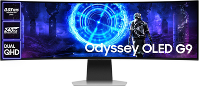 Monitor i lakuar gaming Samsung Odyssey OLED G9 G95SD, 49\", Dual QHD 240Hz, i zi me argjend