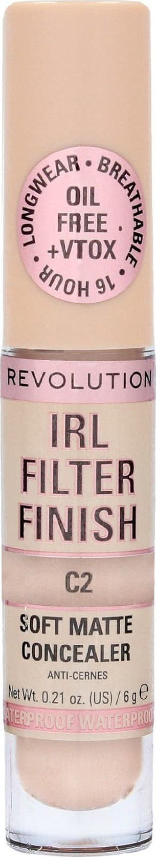 Korrektor Makeup Revolution IRL Filter 16H Hydrating Full Coverage C2, mbulim i plotë, ngjyrë e çelët