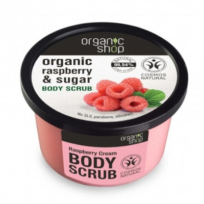 Skrab për trup Organic Shop Organic Raspberry & Sugar, 250 ml