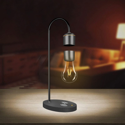 Llambë tavoline levituese me magnet LED, karikues wireless 10W, ngjyrë e artë