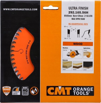Teh sharre rrethore CMT 273.160.56H Ultra Finish, 160mm, 56 dhëmbë, portokalli