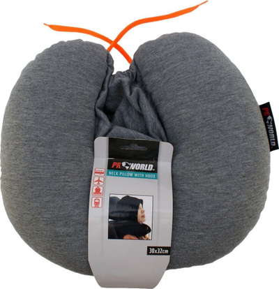 Jastëk udhëtimi ProWorld Neck Pillow With Hood, formë U, 30x32cm, gri