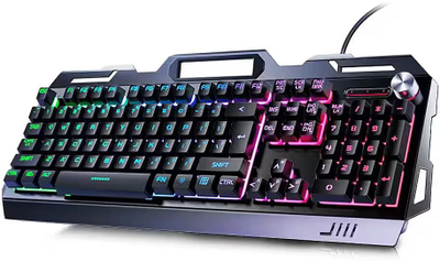 Tastierë gaming RoGer V2, me kabllo, ndriçim RGB, e zezë