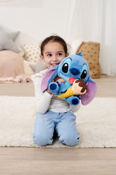 Figurë pelushi Disney Stitch, 25cm, me akullore, shumëngjyrëshe
