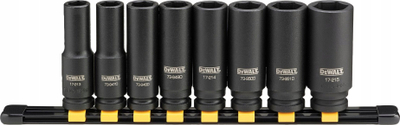 Set çelësash goditës DeWalt IMPACT SOCKET 1/2", 8 copa, çelik i zi