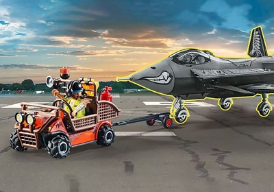 Set lodrash Playmobil Air Stunt Show 70835, automjet shërbimi me mekanik, 54 pjesë, portokalli