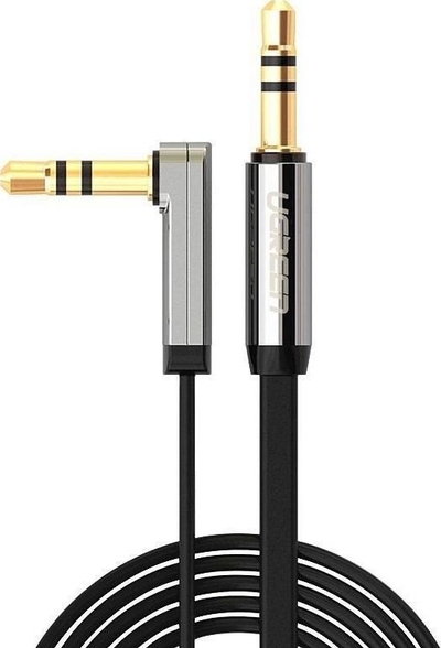 Kabllo audio UGREEN Flat Aux, 3.5mm stereo, 1m, e zezë