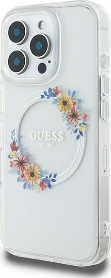 Futrollë Guess GUHMP16LHFWFCT për iPhone 16 Pro 6.3", MagSafe, e tejdukshme me lule